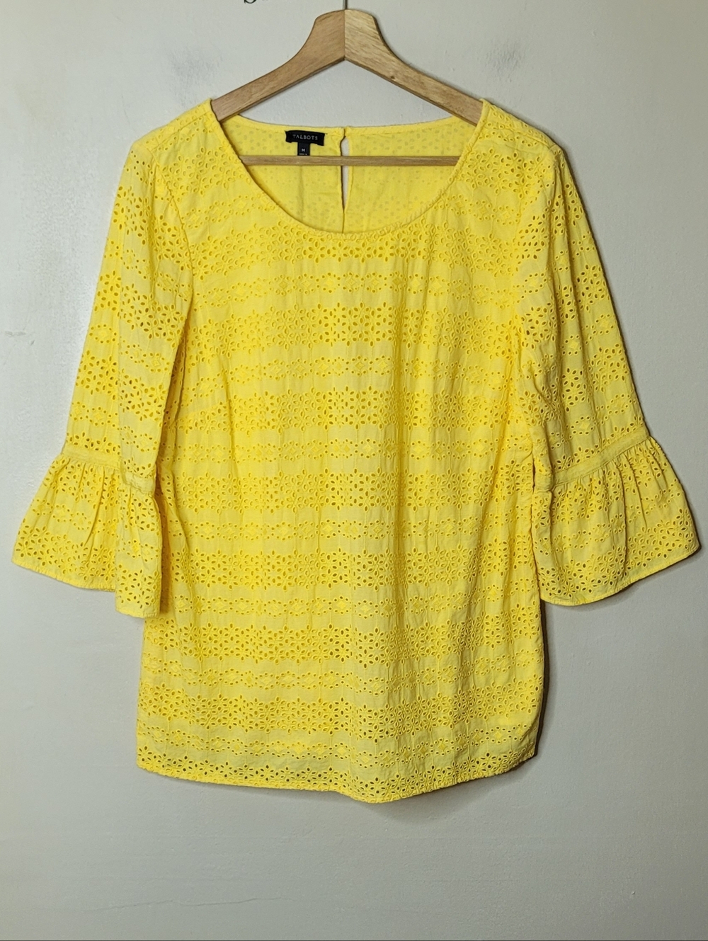 Talbots Eyelet Flounce Sleeve Top In Yellow - Picture 2 of 11